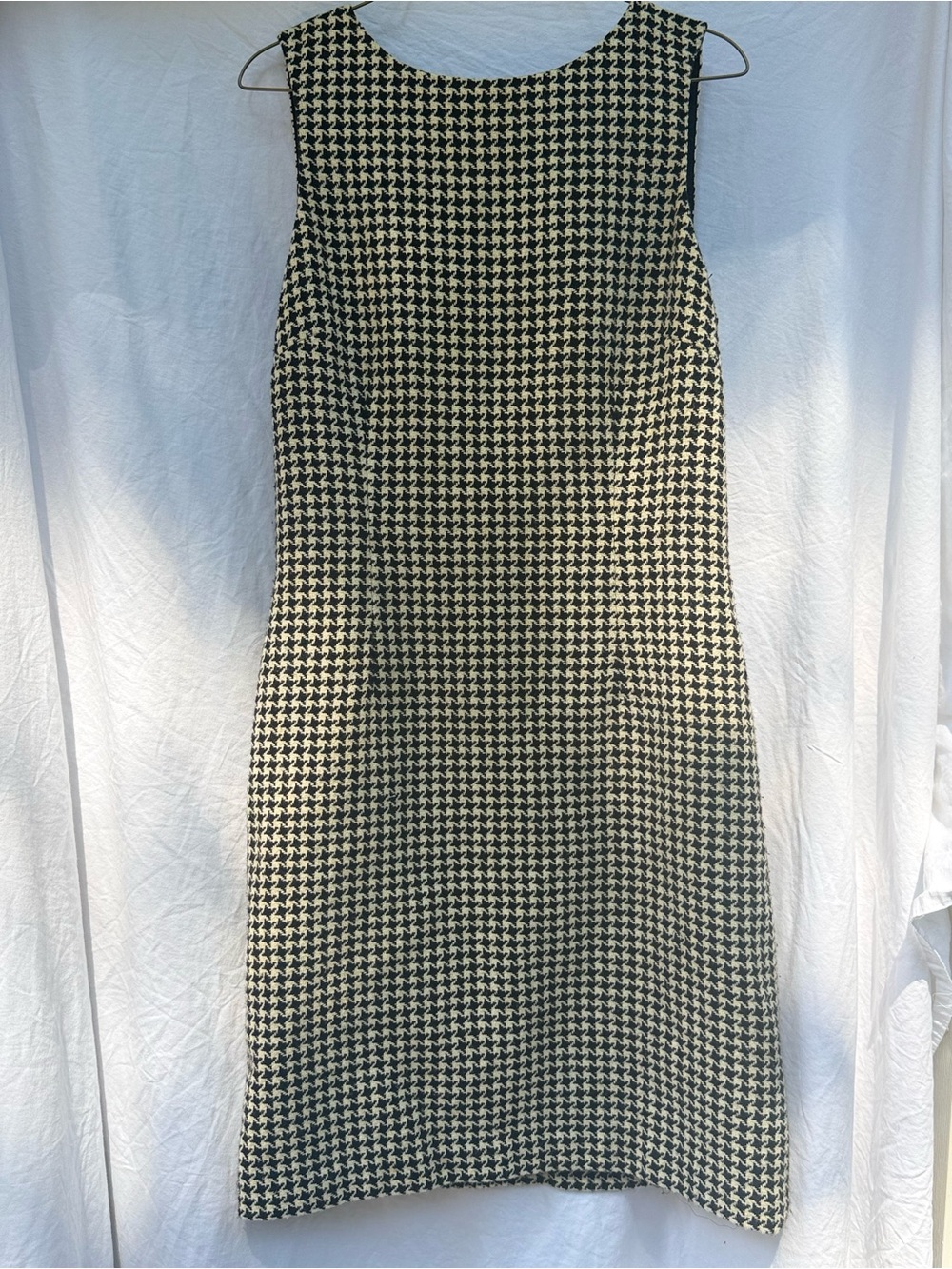 LOFT Sleeveless Houndstooth Midi Dress - Black & Cream - Picture 5 of 5